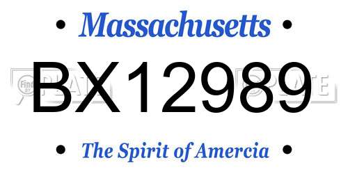 BX12989 Massachusetts License Plate