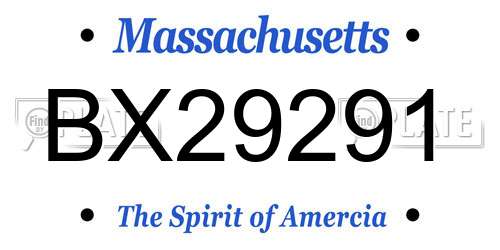 BX29291 Massachusetts License Plate
