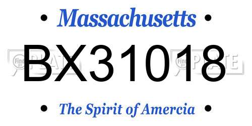 BX31018 Massachusetts License Plate
