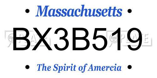 BX3B519 Massachusetts License Plate