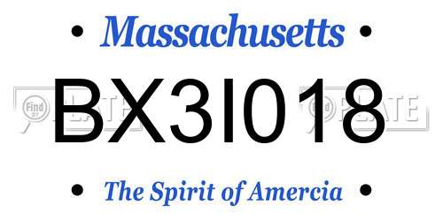 BX3I018 Massachusetts License Plate