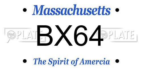 BX64 Massachusetts License Plate