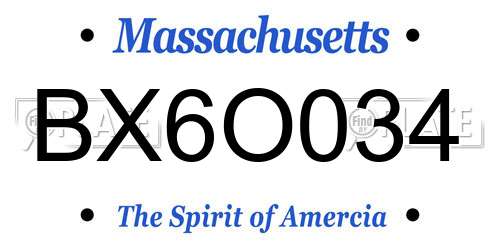 BX6O034 Massachusetts License Plate