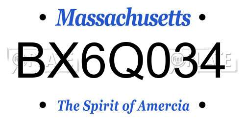 BX6Q034 Massachusetts License Plate