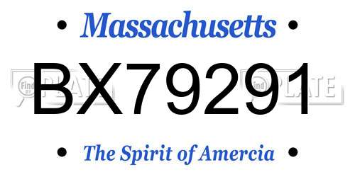 BX79291 Massachusetts License Plate