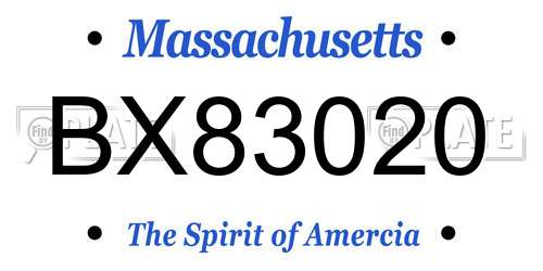 BX83020 Massachusetts License Plate