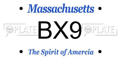 BX9 Massachusetts License Plate