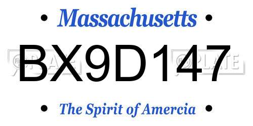 BX9D147 Massachusetts License Plate