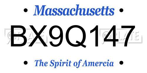 BX9Q147 Massachusetts License Plate