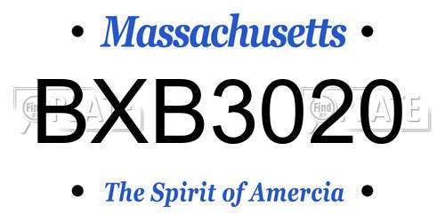 BXB3020 Massachusetts License Plate