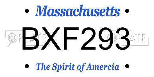 BXF293 Massachusetts License Plate