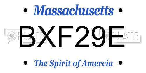 BXF29E Massachusetts License Plate