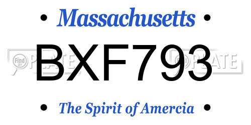 BXF793 Massachusetts License Plate