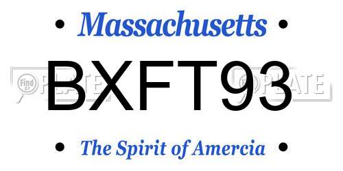 BXFT93 Massachusetts License Plate