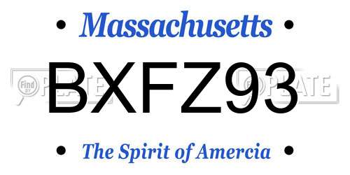 BXFZ93 Massachusetts License Plate