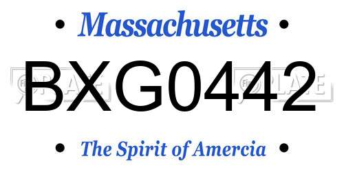 BXG0442 Massachusetts License Plate
