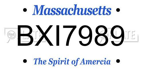 BXI7989 Massachusetts License Plate