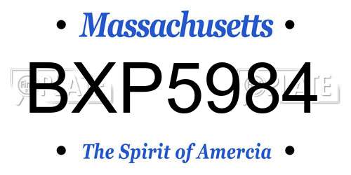 BXP5984 Massachusetts License Plate