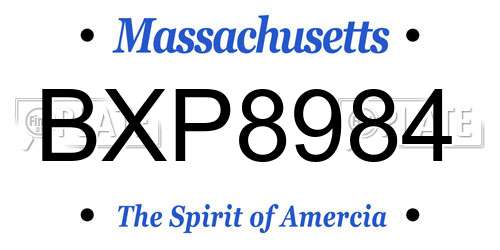 BXP8984 Massachusetts License Plate