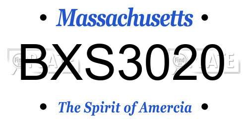BXS3020 Massachusetts License Plate