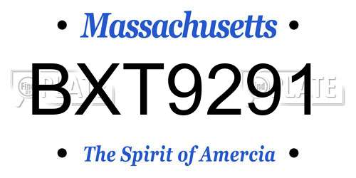 BXT9291 Massachusetts License Plate