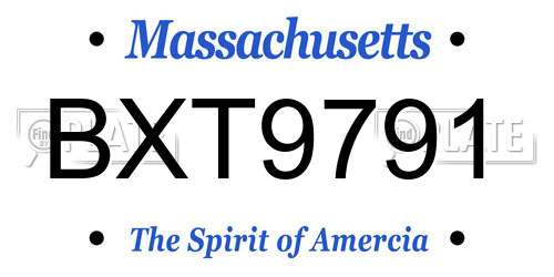 BXT9791 Massachusetts License Plate
