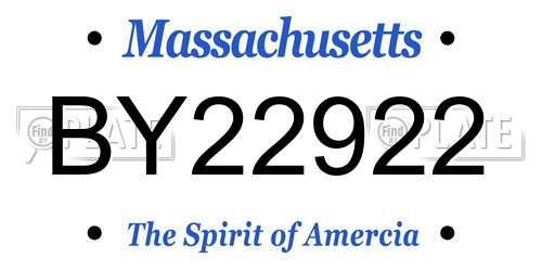 BY22922 Massachusetts License Plate