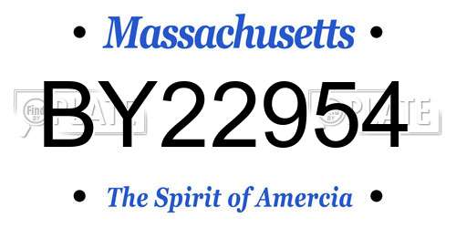 BY22954 Massachusetts License Plate