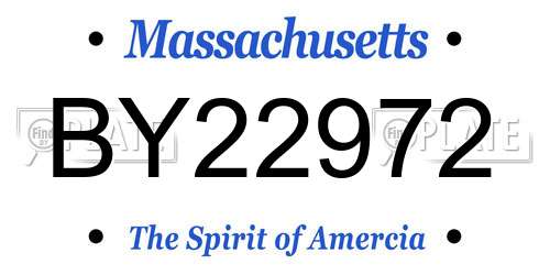 BY22972 Massachusetts License Plate