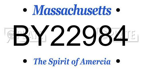 BY22984 Massachusetts License Plate