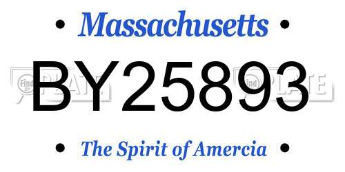 BY25893 Massachusetts License Plate