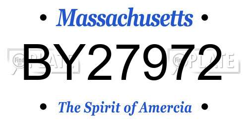 BY27972 Massachusetts License Plate