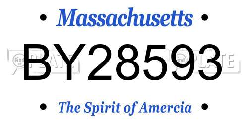 BY28593 Massachusetts License Plate
