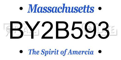 BY2B593 Massachusetts License Plate