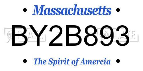 BY2B893 Massachusetts License Plate