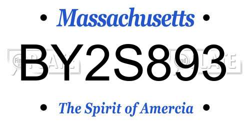 BY2S893 Massachusetts License Plate