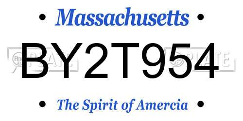 BY2T954 Massachusetts License Plate