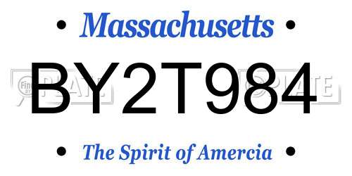 BY2T984 Massachusetts License Plate