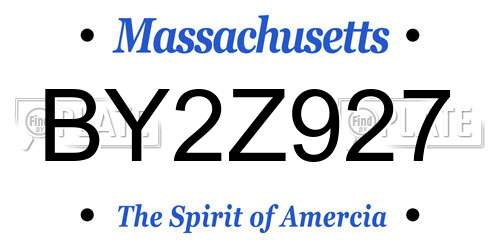 BY2Z927 Massachusetts License Plate
