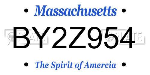 BY2Z954 Massachusetts License Plate