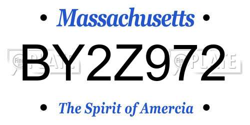 BY2Z972 Massachusetts License Plate