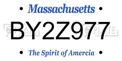 BY2Z977 Massachusetts License Plate