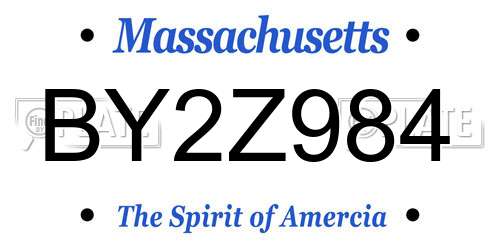 BY2Z984 Massachusetts License Plate