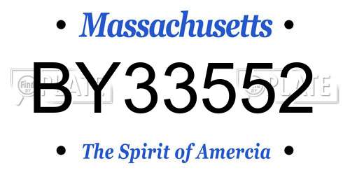 BY33552 Massachusetts License Plate