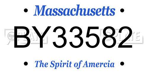 BY33582 Massachusetts License Plate