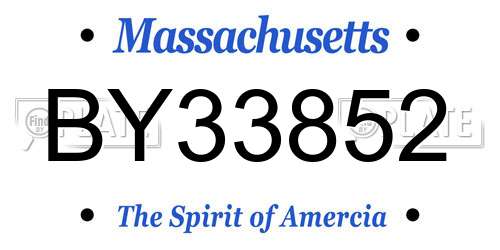BY33852 Massachusetts License Plate