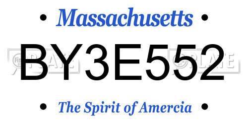 BY3E552 Massachusetts License Plate
