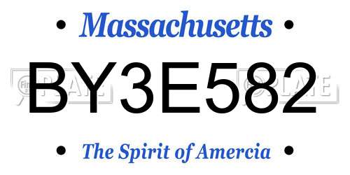 BY3E582 Massachusetts License Plate