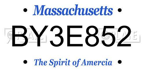BY3E852 Massachusetts License Plate