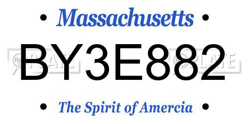 BY3E882 Massachusetts License Plate